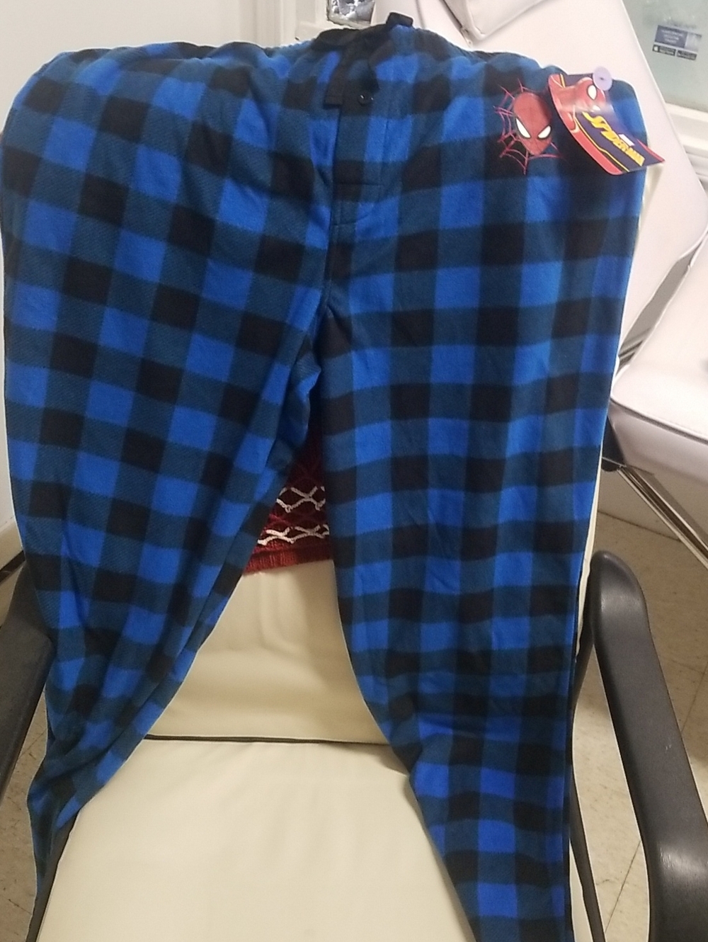 Kids Blue Black Checkered Pajama Bottoms